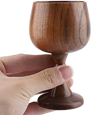 Hztyyier Coupe de vin en bois saine élégante tasses en bois massif naturel Premium pour Vintage café thé eau au lait Wine Glasses Wine Glasses