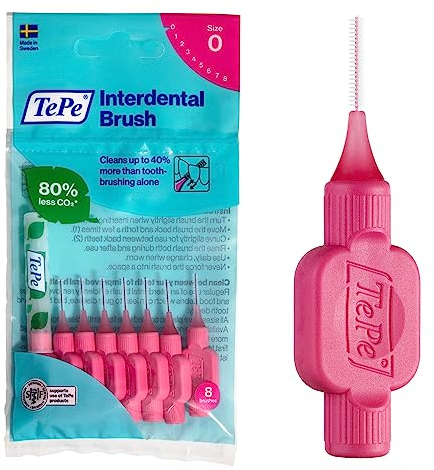 TePe Scovolino, Original, Rosa, 0.4mm/ISO 0, 8pz, rimozione placca, pulizia interdentale efficace, filo interdentale, per spazi stretti