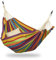 Relaxdays Hängematte, XXL, Hängeliege 2 Personen, bis 300 kg, tragbar, In- & Outdoor, Baumwolle, 150 x 272 cm, bunt, Gelb/Grün/Blau/Rot
