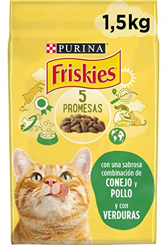Purina Friskies Adultes Katzenfutter mit Kaninchen, Huhn und Gemüse, 6 x 1,5 kg Beutel