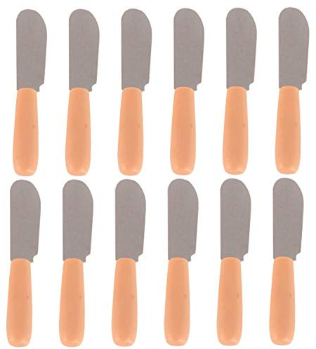 UPKOCH 12Pcs Couteau à Beurre Spatule Épandeur de Beurre en Acier Inoxydable avec Manche en Bois pour Sandwich Au Fromage à