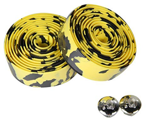 BESPORTBLE Cinta Para Manillar De Bicicleta De Carretera Cinta De Corcho Para Manillar Con Tapones Amarillos y Negros Para Ciclismo De Montaña y Carretera Nuevos Accesorios De Bicicleta