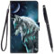 Toucasa für Galaxy J7 2017 Hülle, Handyhülle für Galaxy J730,Premium Brieftasche PU Leder Flip [Kreativ Gemalt] Case Handytasche Klapphülle für Samsung Galaxy J7 2017 / J730 (Denkender Wolf)