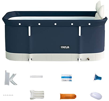 AGSYFFD Bañera plegable portátil para adultos, 120 cm, no hinchable, bañera familiar, independiente, baño de vapor, SPA, plástico grueso, apta para baños calientes y baños de hielo