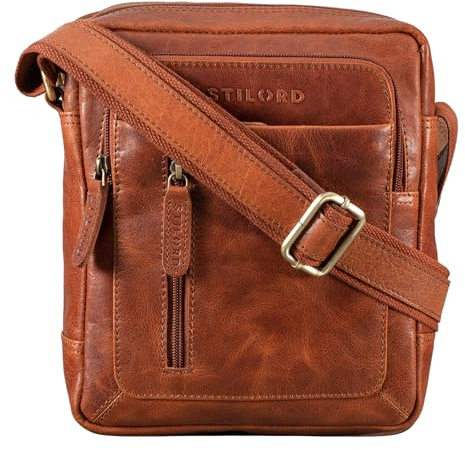 STILORD 'Jamie' Herren Ledertasche - Perfekt für Reisen & Alltag - Kleine Vintage Messenger Bag für 9.7 Zoll iPad - Moderne Schultertasche für Männer Echtleder, Farbe:maraska - braun