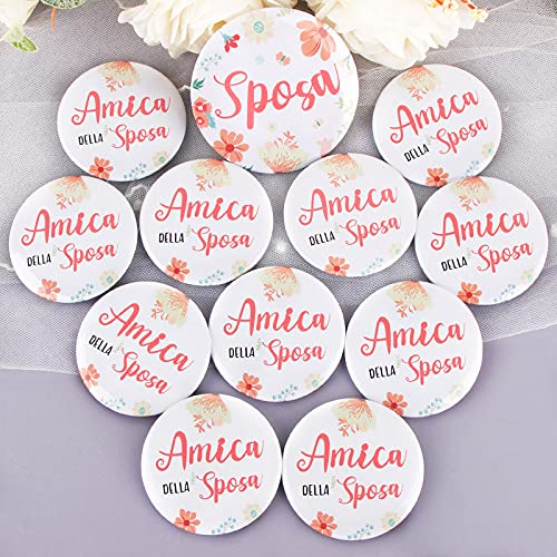 FLOFIA Spille Sposa Addio al Nubilato Gadget Spille “Sposa” + 11 Spille “Amica della Sposa” Distintivi Decorazione per Sposa Amica Matrimonio Nozze Feste Notte Addio al Nubilato
