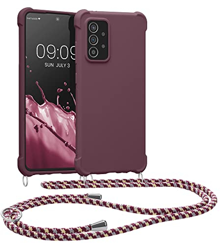 kwmobile Necklace Case kompatibel mit Samsung Galaxy A52 / A52 5G / A52s 5G Hülle - Cover mit Kordel zum Umhängen - Silikon Schutzhülle Bordeaux Violett