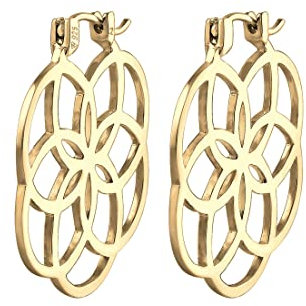 Elli Ohrringe Damen Creolen Lebensblume Ornament in 925 Sterling Silber Rosévergoldet