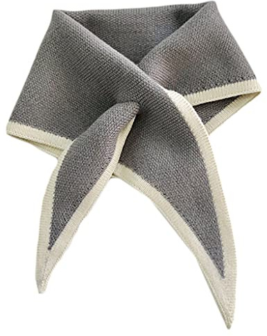 Max-Tonsen Dreiecks-Schals für Damen, Halstuch für Damen, Kreuzschal für Damen, koreanische Version, gestrickter Wollkragen, Kreuzschal, Mini-Schal, Grau