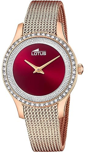 LOTUS Montre Femme Analogique en Acier Inoxydable 316l Rose | Mouvement à Quartz, Verre Minéral Haute Résistance, Étanche 5 ATM, Special Prices 18828/1