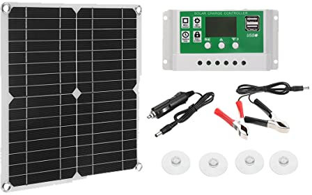 Bzocio Kit Panneau Solaire 12W Chargeur de Batterie 60A 12V avec ContrôLeur Boat