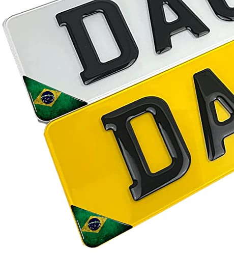 Concept Graphics 2x Brazil Brazilian Flag Car Number Plate Corner 3D Domed Gel Resin Sticker Badges