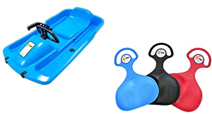 KHW | Lenkschlitten Snow Fox Set | Iceblue | Made in Germany | inkl. Po-Rutscher farblich Sortiert | ideal für winterlichen Fahrspaß