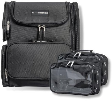 GlamSeries GlamPacker Kosmetiktasche, Make Up Rucksack ergonomisch und erweiterbar, Kosmetikbeutel mit Hitzeschutzfach, Beauty Bag für Visagisten, Friseure