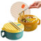 AI LOVE PEACE Microwave Noodle Bowl, BPA-Free 1200ml Soup Mug with Handles, Portable Ramen Container for Students & Offices, Green & Yellow