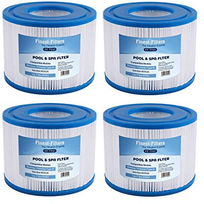 Finest-Filters Cartucce per filtro dell'acqua per vasca idromassaggio compatibili per Lay-Z-Spa, SaluSpa 90352E, Intex Type VI, Bestway (confezione da 4 cartucce filtro dell'acqua per vasca