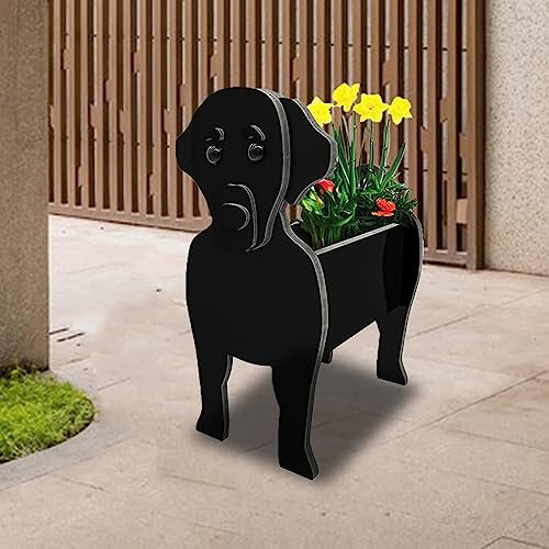 ARRITS Kreativer Haustier Blumentopf, Labrador Retriever Black Pflanzkübel Blumentöpfe für Gartendekoration, PVC Pflanztöpfe für Innenbereich Im Freien, Kleine Welpen Geschenke für Hundeliebhaber