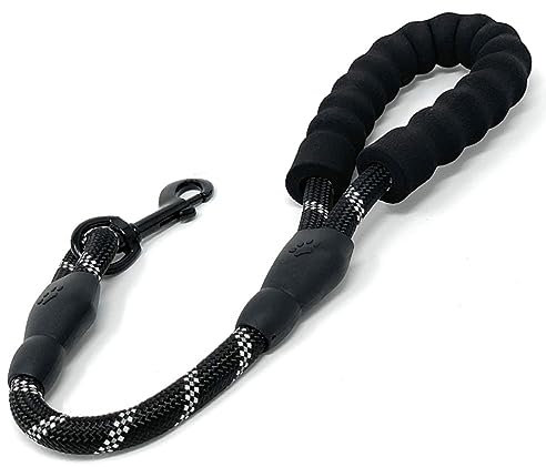 Short Dog Lead with Soft Padded Handles and Reflective Threads Walking Dog Rope Dog Lead Rope for Small Medium and Large Dogs (black)