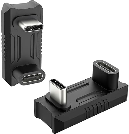 TiMOVO USB C 180 Grad Adapter 2 Stück, 180 Grad USB C Adapter Konverter USB-C Stecker auf USB-C Buchse Extender Unterstützung 140 W schnelles PD-Laden für ROG Ally/Steam Deck Legion Go Zubehör Adapter