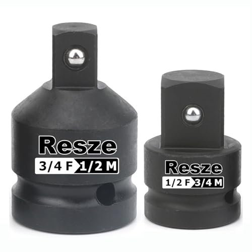 Resze Juego de 2 adaptadores y reductores de impacto de 4/3 a 2/1 pulgada y 2/1 a 3/4 pulgadas, juego de adaptadores cuadrados de llave de disyuntor, herramientas mecánicas