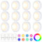 Yiliaw 12er-Pack LED Puck-Lichter mit Fernbedienung,16 Farbwechsel Unterbauleuchten,Batteriebetriebene Nachtlichter mit Dimmer & Timer für Schrank,Schlafzimmer und Küche,Weiß