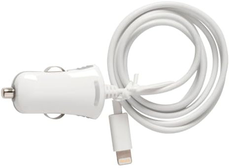 All Ride Auto Ladegerät mit Lightning Kabel - Kompatibel mit iPhone 5/6/7, iPad Mini/Air und iPod Touch/Nano - Auto Zigarettenanzünder - Einzelanschluss - 12V Stecker - Weiß