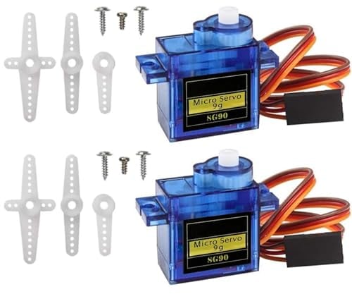 ARCELI 2Pcs 9G Mini Micro Servo Motor für Hand/RC Robot Arm/Gehen Hubschrauber Boot Flugzeug Helikopter Auto Fahrzeugmodelle Steuerung mit Kabel, Micro Motor Servos Modellbau für Arduino