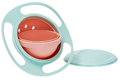susiodeu Cuenco giroscópico resistente a desgarros y desmontable para aperitivos, cuenco giroscópico Universal de PP inodoro, cuenco giroscópico práctico para bebé, Verde claro