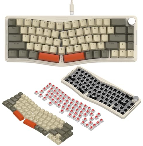 ATTACK SHARK AKS068 Alice Layout Wired Mechanical Keyboard, Gasket Mount 68 Keys Ergonomic 60% Gaming Keyboard USB-C, VIA-Programmable, Hot-Swappable Linear Switch, RGB Backlit, Knob, NKRO, PC/MAC