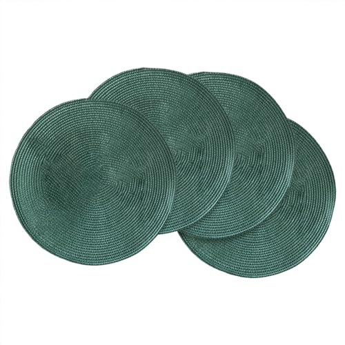 Ueiwffzo 4er/6er Set Tischsets Abwaschbar, Platzsets Rund Hitzebeständig Platzdeckchen PVC Tischuntersetzer für Küche Restaurant Dekor (Dunkelgrün,4 Stück)