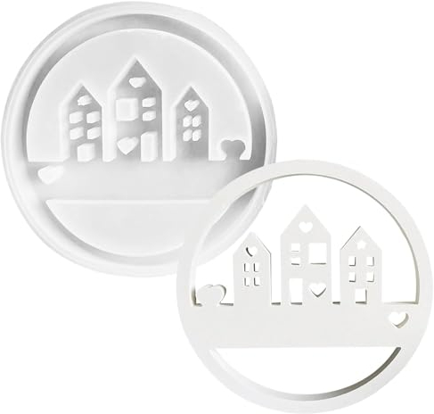 NIEEKRUN Silikonform Haus Gips Zum Gießen, Silikonformen Gießformen Häuser Kerzenhalter, Runde Ring-Herz-Hausform Gipsherstellungsform, kreative DIY-Formen für Wachs, Kerzen, Harz und Ton