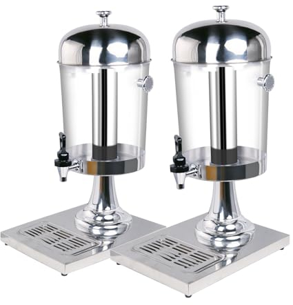 Hakka 16L Juice Dispenser, 2pack 8L Commercial Drink Beverages Dispenser with Tap Cocktail Milk Water Dispenser Chamber for Warm and Cold Drink