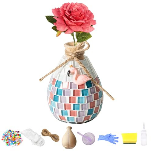 Daity Mosaik bastelset Kinder 7 8 6 10 9 11 Jahre Geschenk Mädchen 6-12 Jahre Mosaik Basteln Set Geburtstagsgeschenke für Mädchen 6-12 Jahre Basteln Kleine Mosaikvase für kinder Erwachsene