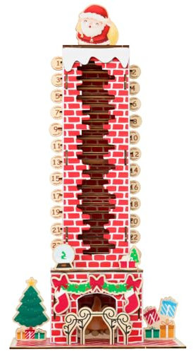 Weihnachtsmann Adventskalender 2024, Schornstein Weihnachtskalender Weihnachts-Adventskalender Weihnachtsmann-Schornstein Weihnachten Adventskalender aus Holz Countdown Kalender Weihnachtsdeko