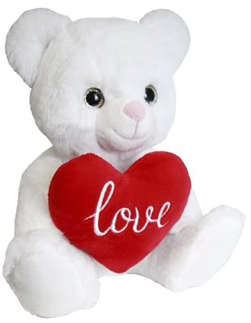 Eurowrap 8 Plush Love Teddy Bear Toy - Red/White - Soft Plush Toy - Perfect for Valentines Day, Gifts, Birthdays, Christmas, Loved Ones - Valentines Day Teddy