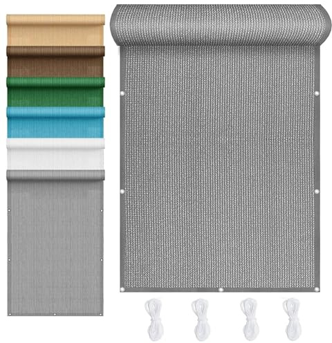 Sonnensegel Atmungsaktiv Sonnenschutz 250 x 280 cm HDPE Wetterbeständig Atmungsaktiv Sonnenschutz Schattennetz für Balkon Garten, Grau