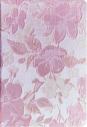 ipoul Pink Notebook, A5, Regelte, Hardcover, Lay-flat, gestickte Blume, Schöne, niedliche Notebooks für Frauen, Geschenk für sie, Schreiben Journal, Pfirsichblüte
