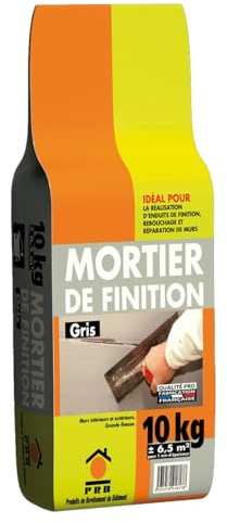 Mortier de Finition Gris 10kg - Enduit de Lissage Prêt à Gâcher, Haute Adhérence - Rebouchage, Réparation et Finition Murs et Sols Intérieurs/Extérieurs, Application Manuelle, Grain Fin
