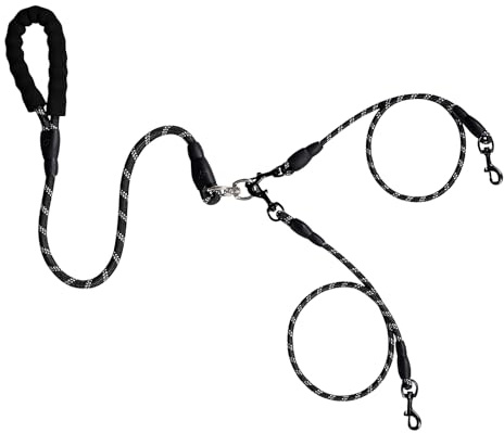 Nuyhadds Double Ended Dog Cable - Reflektierendes Kletterseil, kein Verheddern, für Hunde, elastisch, saugfähig, für Spaziergänge im Freien und Taschen