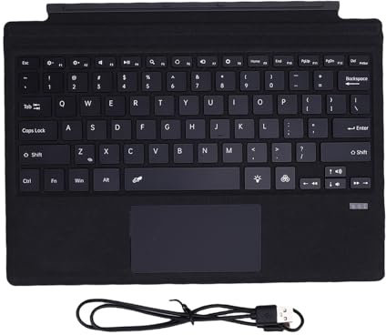 Denash Wireless Keyboard, Fits for Pro 3 4 5 6 7, Portable with Multi Touchpad and Backlit Type Cover, Tablet Accessories (Black)