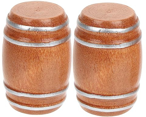 Toddmomy 2 Stück Mini Holzfass Modell Miniatur Bier und Weinfass für Puppenhaus Dekoration Kreative Mini Bar Zubehörteile Langlebig und für Kleine Räume
