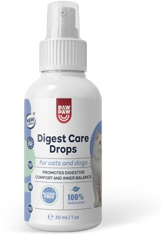 Paw2paw Digest Care pour chats et chiens – Gouttes digestives naturelles contre les ballonnements, la diarrhée et la perte d'appétit – Formule 100 % à base de plantes – Sans produits chimiques – 30 ml