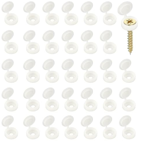 YELARXI Schrauben-Schnappabdeckungen, Kunststoffscharnier-Abdeckkappen, Rollladenschrauben, Klapp-Unterlegscheibe, passend für (Fenster, Geländer, Wohnmöbel, Schränke), 4 mm, 200 Stück, Warmweiß
