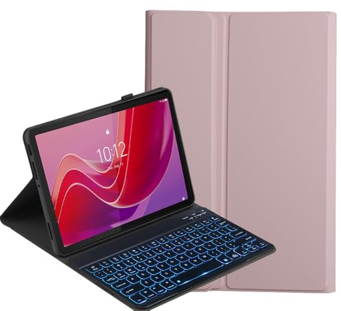 YKWXSC Cover con Tastiera per Lenovo Idea Tab Plus 12,1 Pollici Tablet TB365FC, Disposizione ltaliana con 7 Colori Illuminato Senza Fili Staccabile Custodia, Rosa