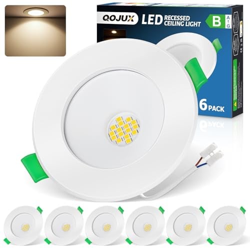 LED Einbaustrahler 230V Energieklasse B, 5W 800LM Neutralweiß LED Spot 68-80mm Lochmaß, IP44 Deckenspots 26mm Ultra Flach 4000K Einbauleuchten für Badezimmer Küche Wohnzimmer, Nicht Dimmbar, 6 Stück