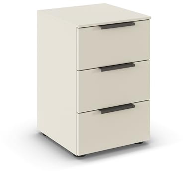 Rauch Möbel Flipp, Nachttisch, Farbe Beige, Maße 40x61x42 cm | Nachtkommode, 3 Schubladen, Soft-Close-Funktion, für Schlafzimmer, Kinderzimmer, Jugendzimmer, Gästezimmer
