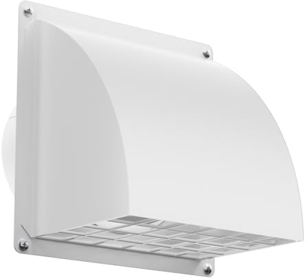 HG Power 100mm Vent Cover Outside Wall – Metal External Vent Cover with Non-Return Flap, 4 Inch Extractor Fan Vent Cover for Bathroom Fan, Dryer, Kitchen Cooker Hood (White)