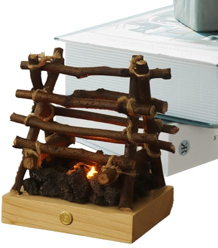 Bois de cheminée LED, faux bûches de feu | Contrôle tactile de lumière de nuit faux feu de camp, 3 modes réglables, la petite cheminée électrique d'imitation enregistre la lampe LED, décorations