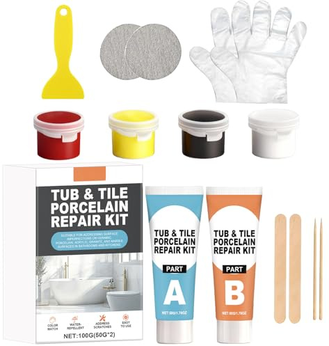 Bathtub Repair Kit, Waterproof Porcelain & Ceramic Repair for Chips | Cracks, Holes & Scratches, Bath, Sink, Shower Tray & Tile, White Colour Paste
