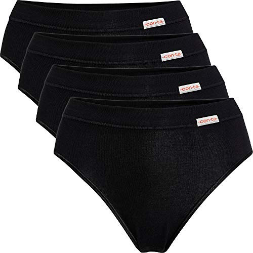 con-ta Damen-Slip 4er-Pack Feinripp schwarz Größe 48